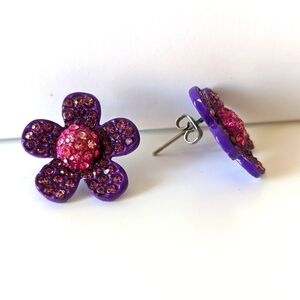 Purple Flower Earstuds
